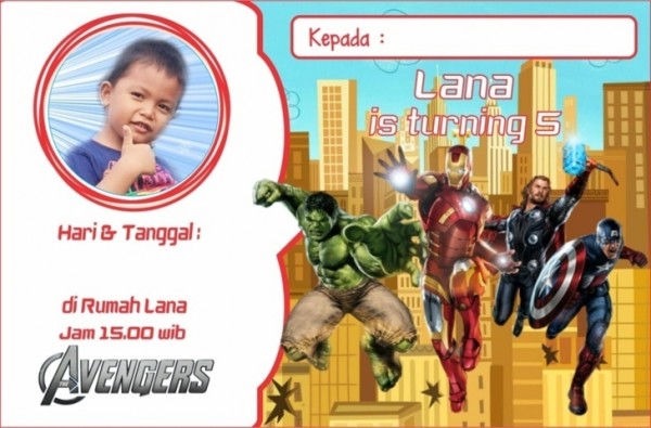 Undangan Ultah anak Avengers